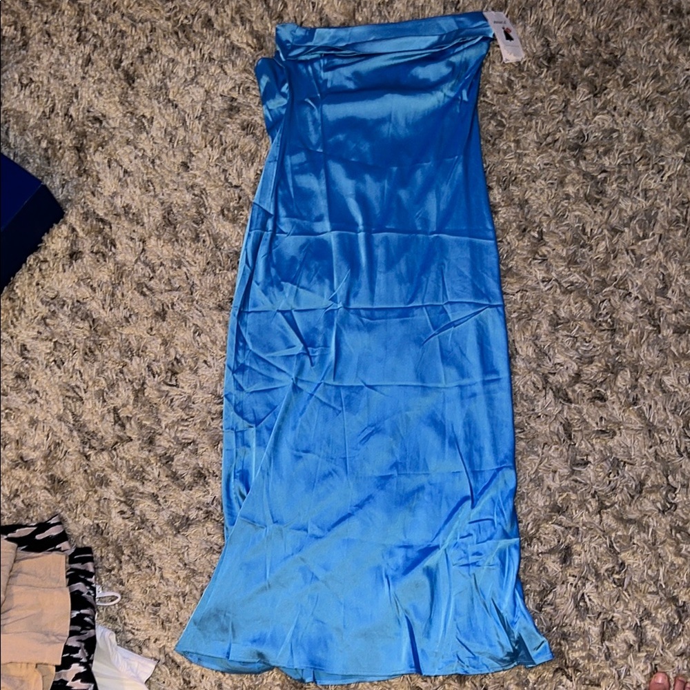 Elegant Blue Satin Dress